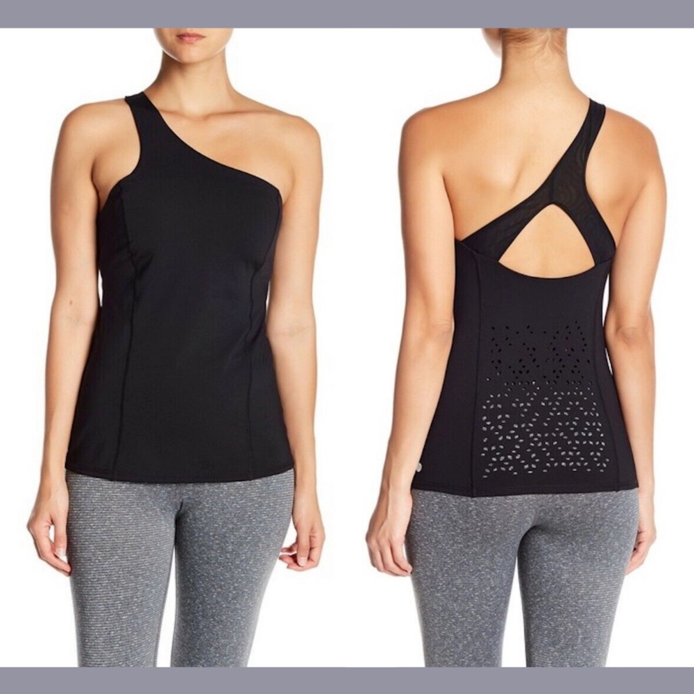 NWT Zella [ Large ] One Shoulder Cutout Tank Top Black [ Athletic sport‎ wear ]